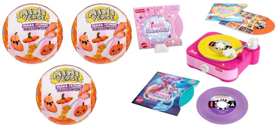 MGA's Miniverse Make It Mini Halloween and Fisher-Price Musical Toy Barbie Record Player
