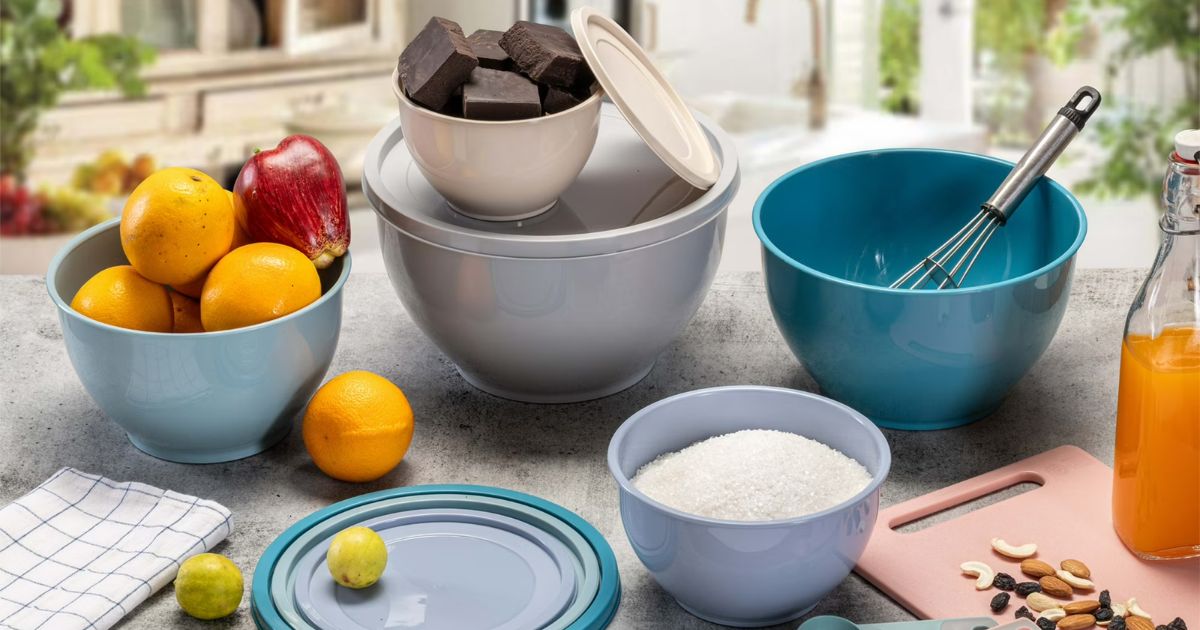 Mainstays 10-Piece Mixing Bowl Set w/ Lids Under $9.97 on Walmart.com