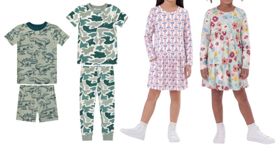 Member's Mark DreamMark Boys 4-Piece Pajama Set and Girls 2-Pack Knit Dress