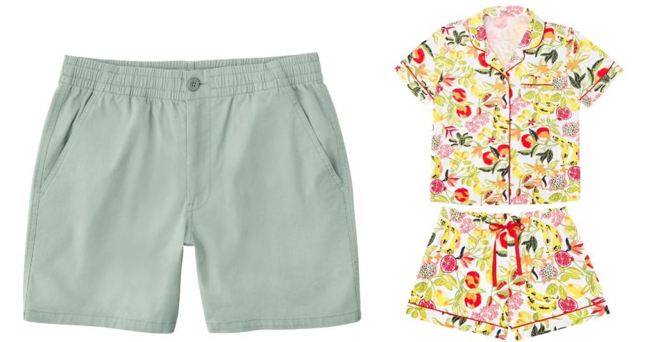 Member's Mark Men's Cotton Pull-On Shorts and Member's Mark Women's 2-Piece Notch Collar Pajama Set
