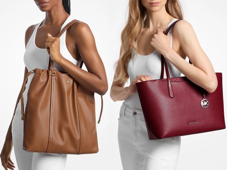 Stock images of two women carrying large Michael Kors Bags