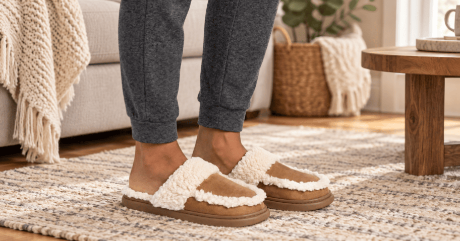 MukLuk Loafer Slippers on a Soft Rug