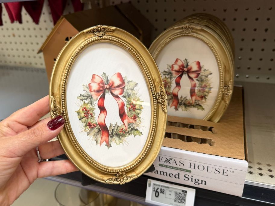 My Texas House 7" Wreath Print in Frame in hand in store