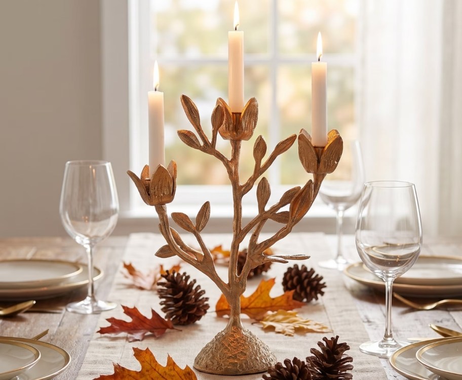 gold 3 light candelabra