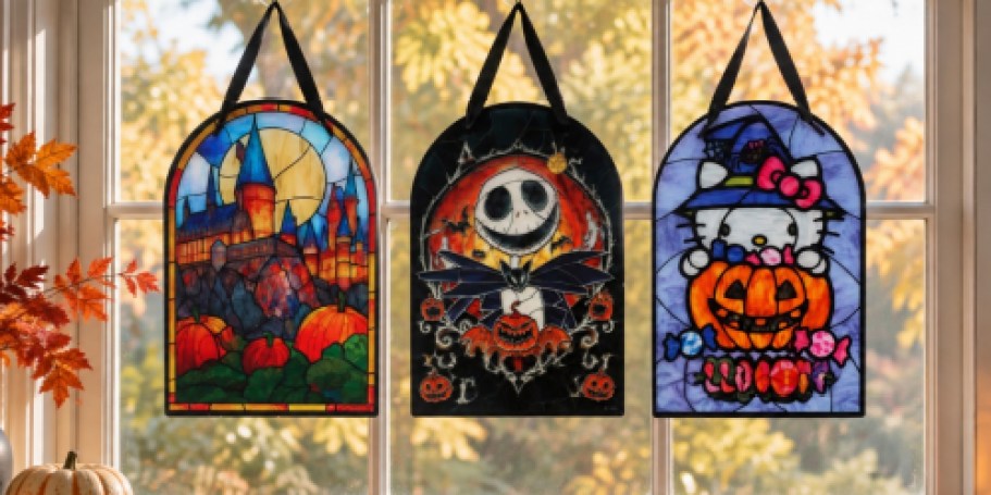 You Won’t Believe These Disney + Harry Potter Stained Glass-Style Halloween Decorations Are Under $10!