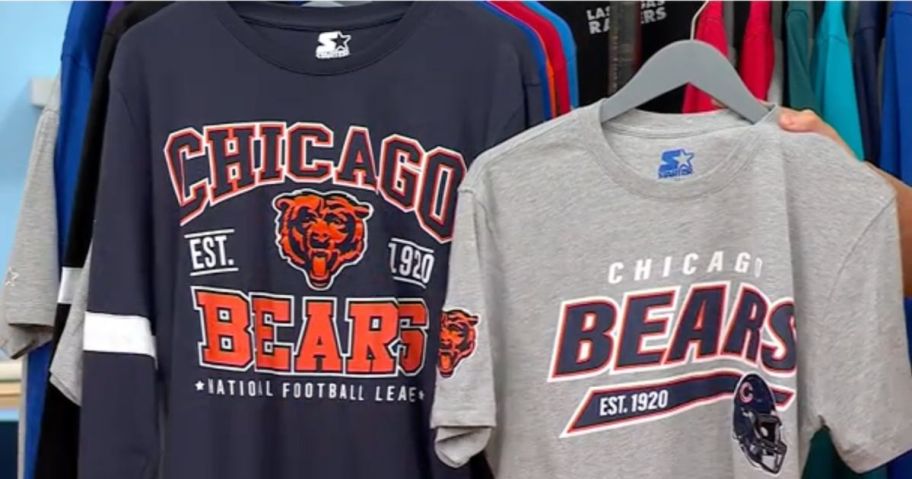 Starter Chicago Bears Long Sleeve and Short Sleeve NFL Tees on Hangers
