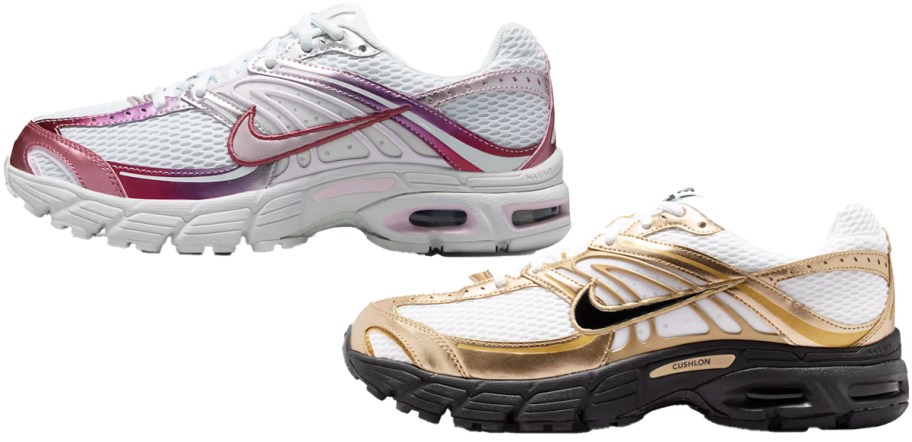 white/red and white/gold nike shoes