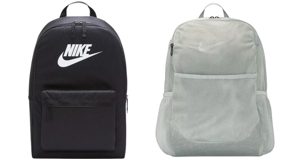 Nike backpacks in black and green