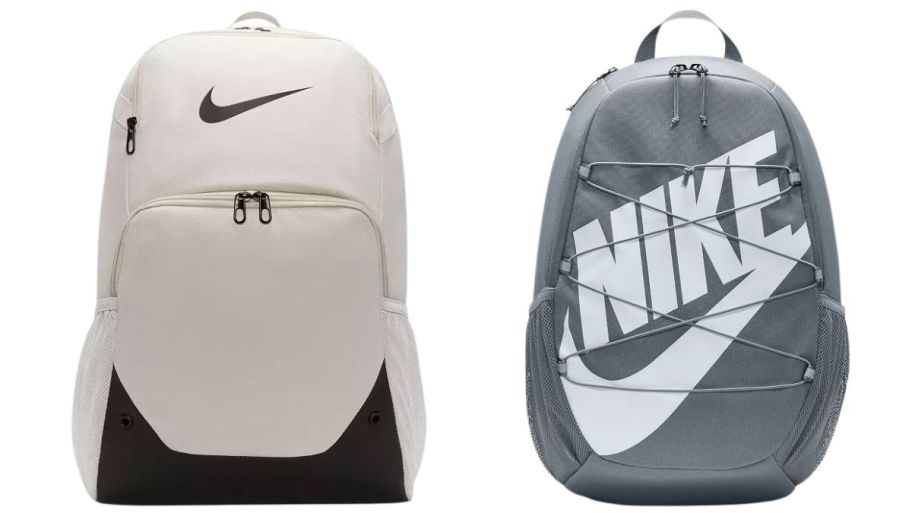Nike backpacks in beige and gray
