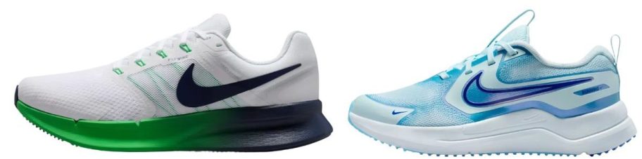 Nike women and kids shoes in green and blue