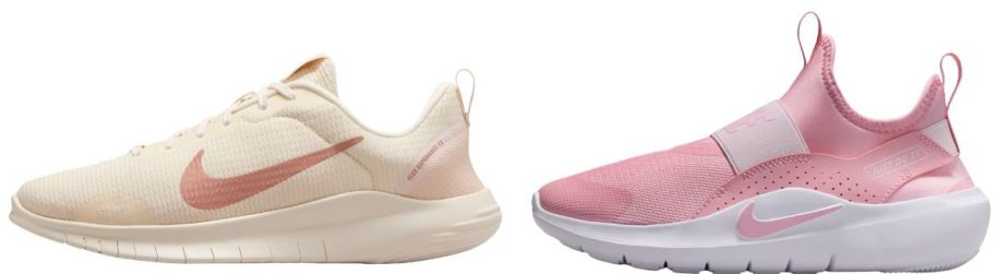 Nike women and kids shoes in beige and pink