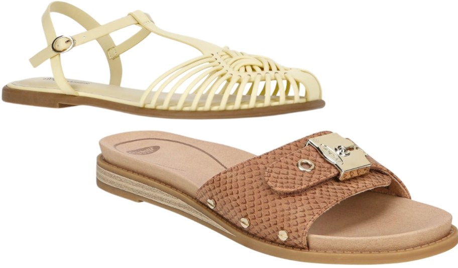 t-strap hurrache and dr scholls slide