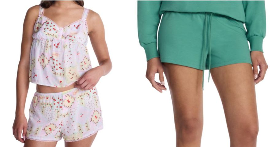 No Boundaries Woven Cami Top & Shorts Sleep Set and Women's Sleepwear Shorts
