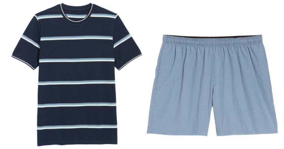 Old Navy Men's Crew-Neck Pique T-Shirt and Active Shorts