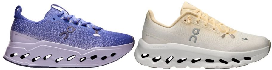 purple On Women's Cloudsurfer Max Running Shoe and yellow Cloudtilt Shoe