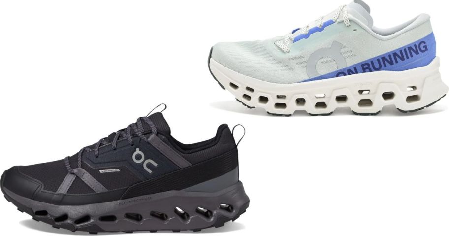 Stock images of two On running shoes for women and men 