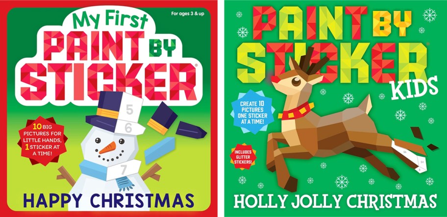 two christmas Paint by Sticker Book covers