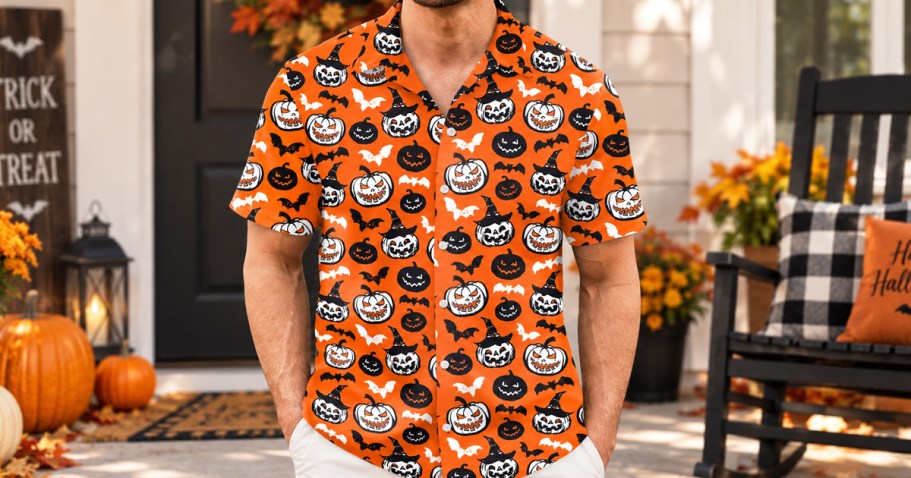 Men’s Aloha Shirts Only $3.99 on Amazon (Includes Fun Halloween Print)