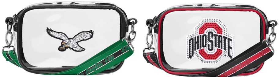 embellished eagles and ohio state clear crossbody bags