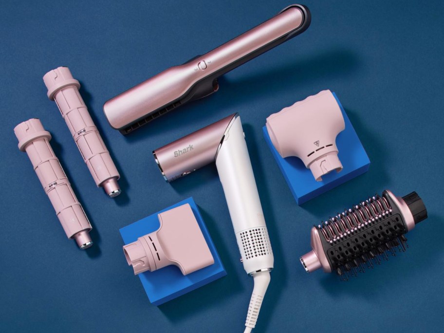 pink Shark Glam with hair tool attachments all around it