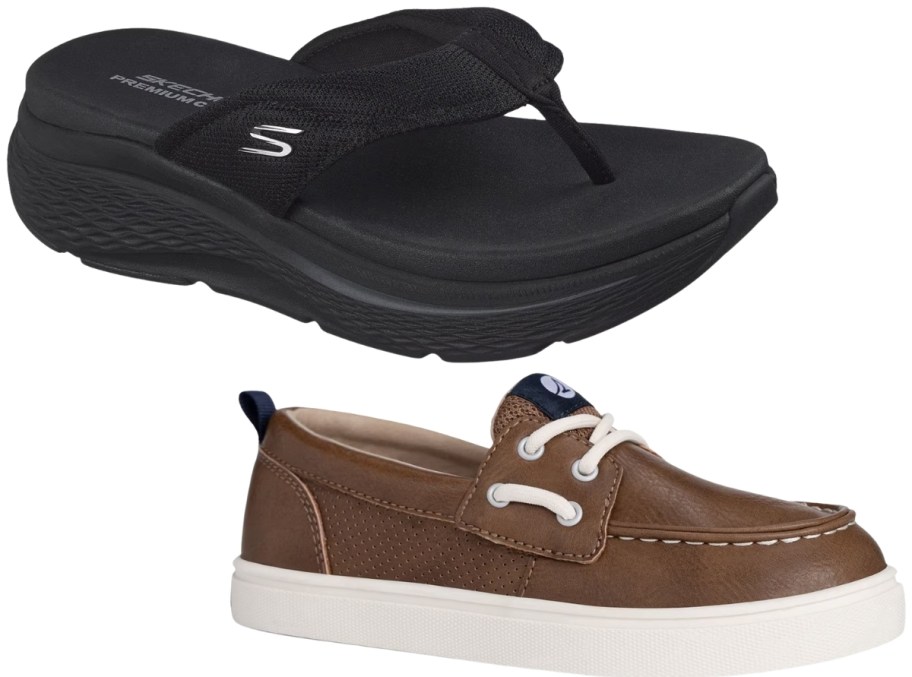 skechers flip flop and sperry boat shoe at sams club