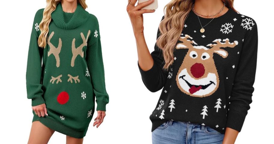 SunnyMelody Women's Ugly Christmas Sweaters