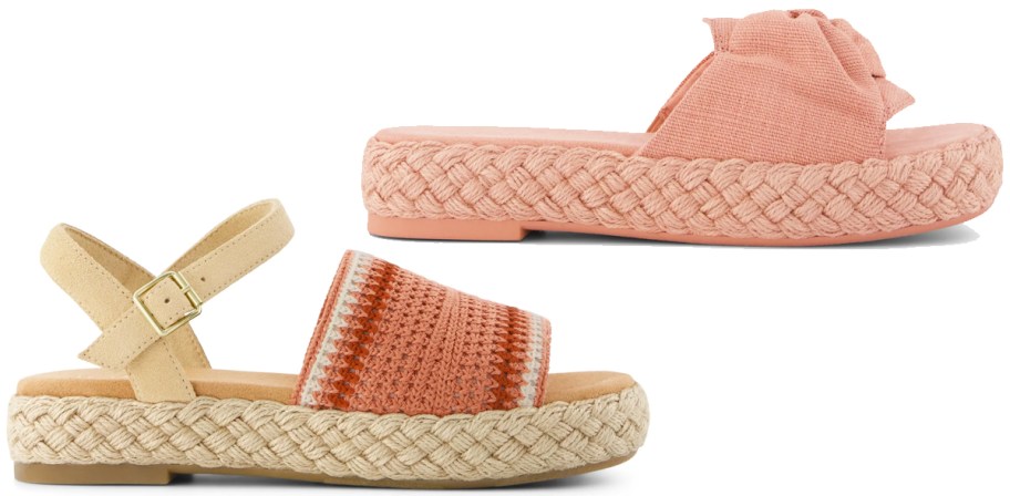 two pairs of platform sandals