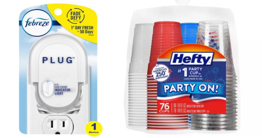 plug in air freshener and disposable plastic cups