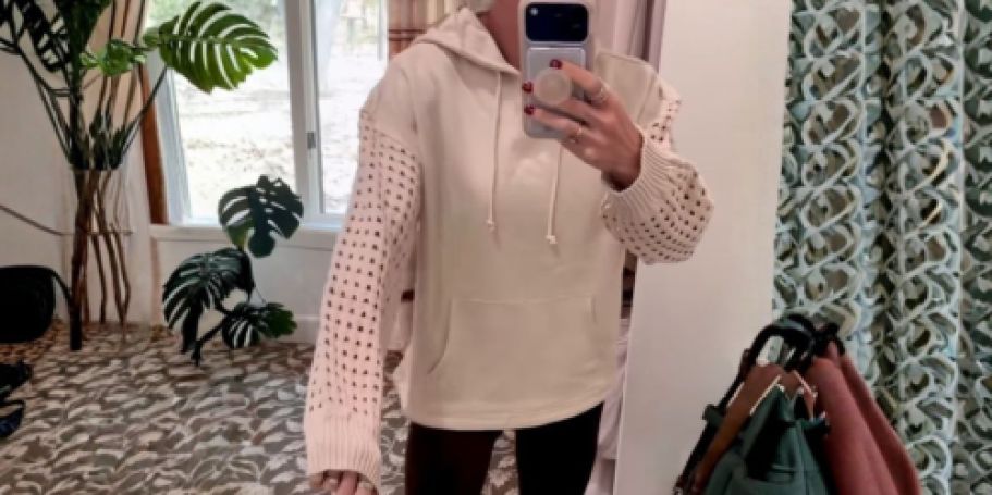 Women’s Fleece Hoodie with Crochet Sleeves from $6.78 on Walmart.com