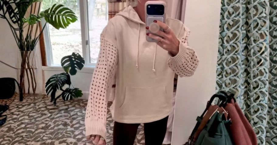 Crochet-Sleeved Women’s Fleece Hoodie ONLY $6.78 on Walmart.com