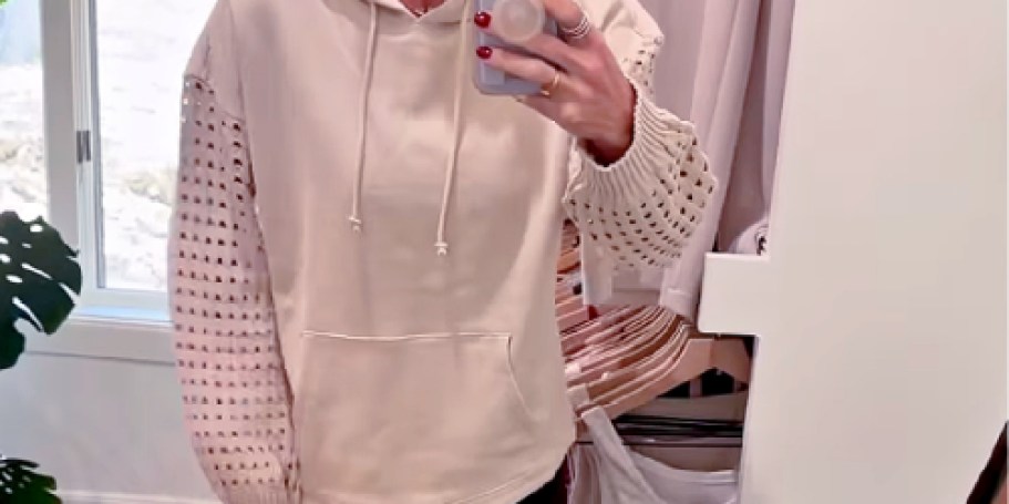 Grab This Adorable Walmart Hoodie w/ Crochet Sleeves for UNDER $7!