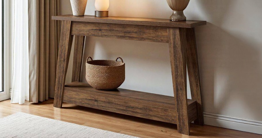 Turrella 41.3 in. Brown Rectangle Wood Console Table Small Entryway Table