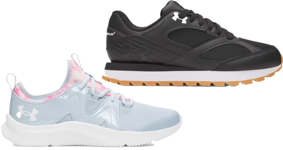 light grey and black under armour shoes