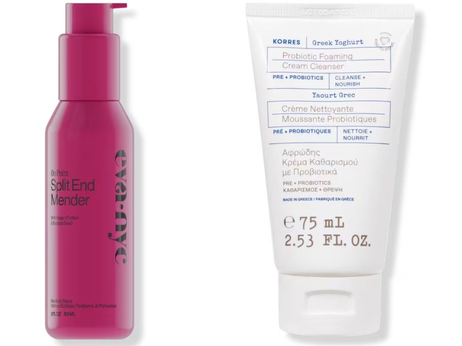 Stock images of EVA NYC Hair product and Korres Greek Yoghurt Cleanser