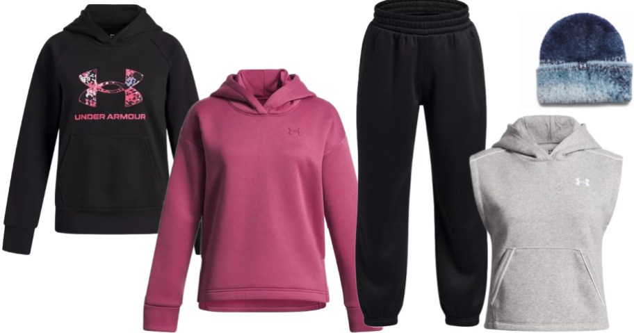 Stock images of Under Armour Girls Hoodies, Sweatpants and Beanie