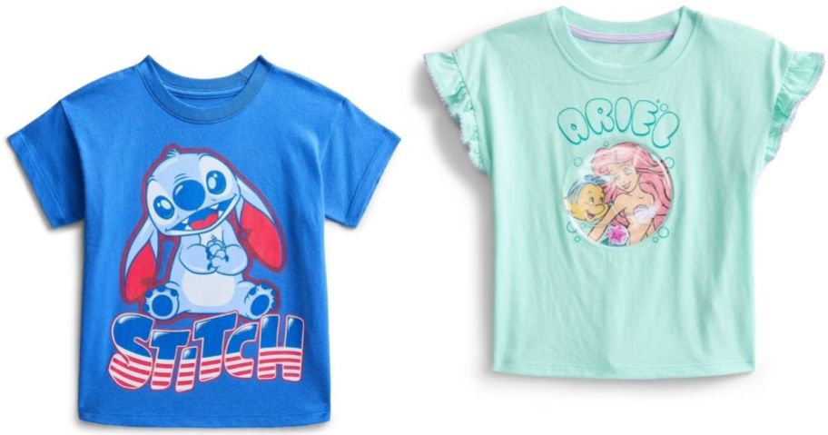 Stock images of Stitch and Little Mermaid Chaacter Tees