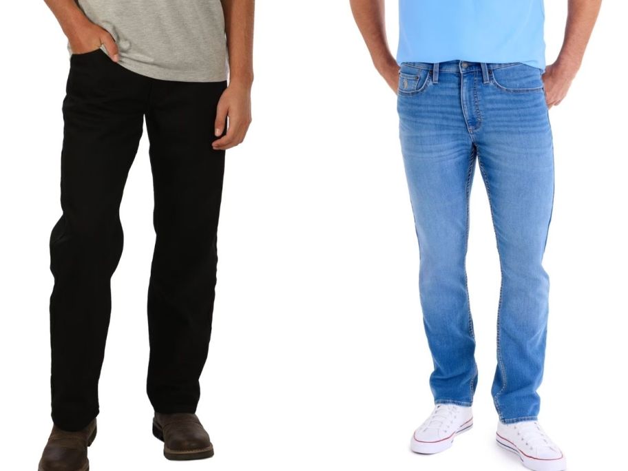 Stock images of two men wearing jeans