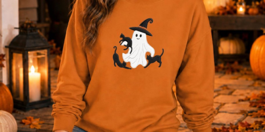 Women’s Embroidered Halloween Sweatshirt Only $9.74 on Amazon (Reg. $30)