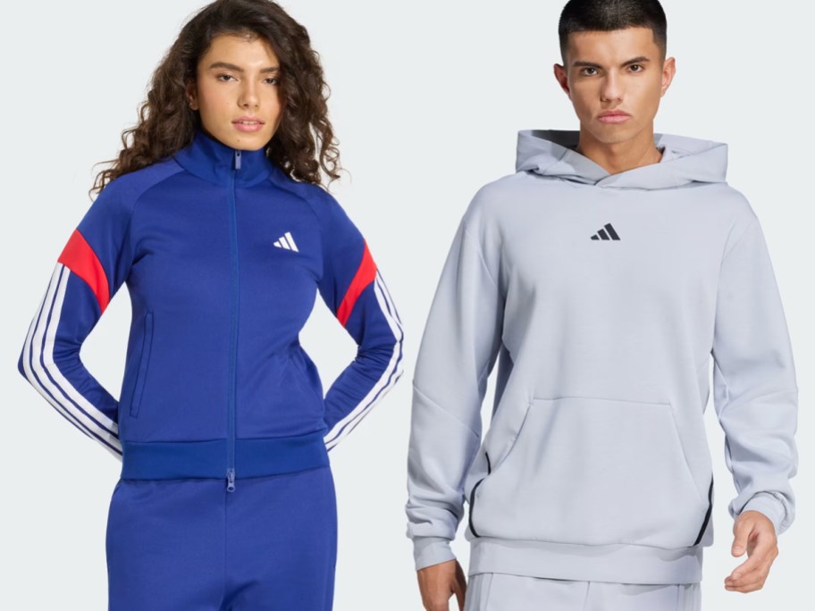 adidas Women's House Of Tiro Nations Pack Track Top and adidas Men's Designed for Training Hoodie