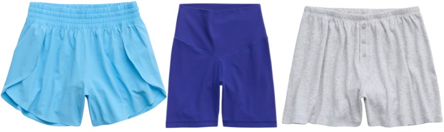 three pair of shorts