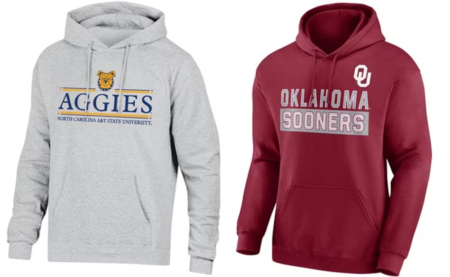 gray and red hoodies 