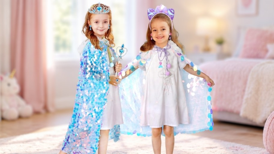 little girls in princess dressup sets