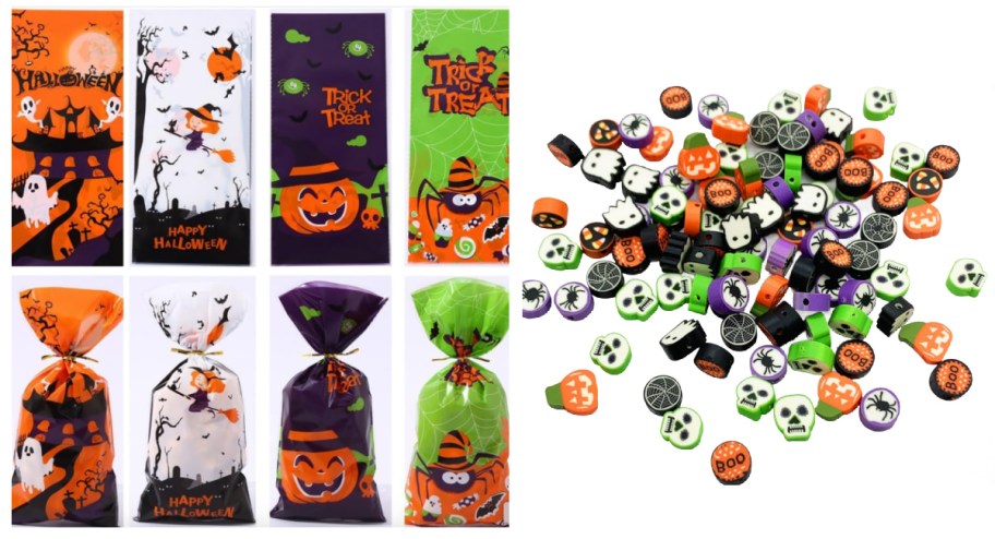 halloween treat bags and beads