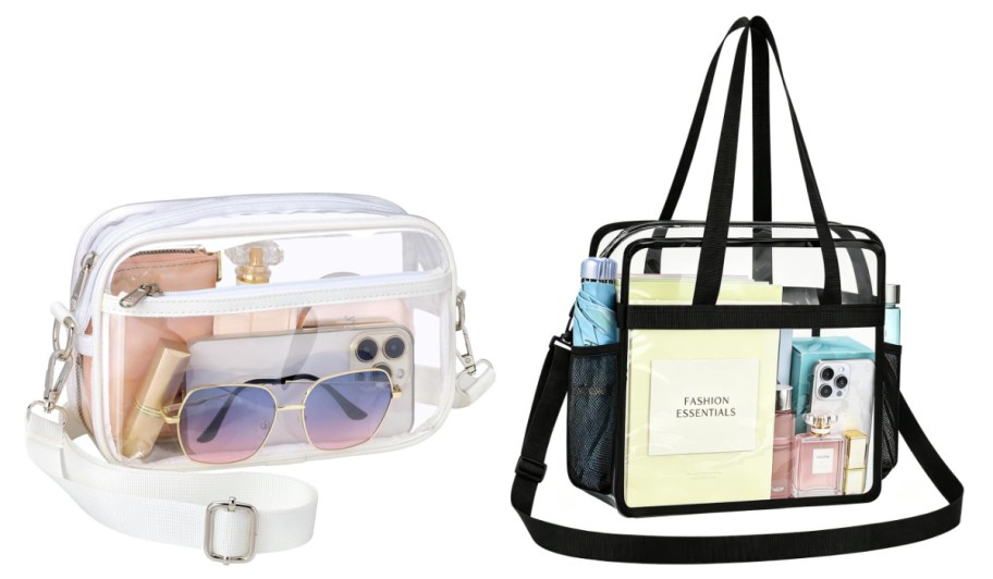 clear stadium pouch and tote