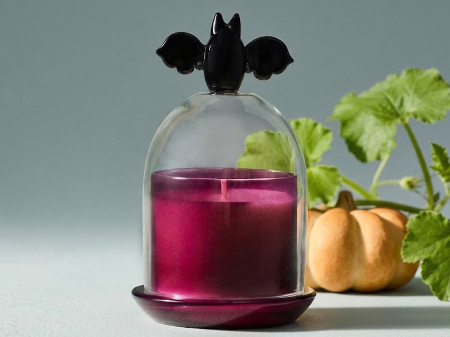 pink candle with bat topper