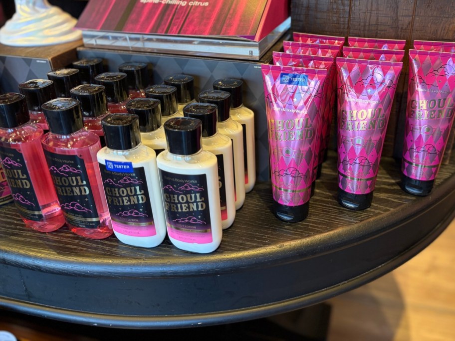 bdoy wash, lotion and body cream on display in a store
