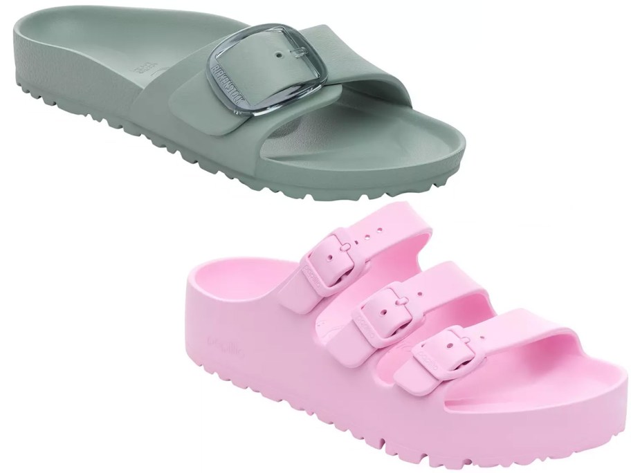 green and pink sandals 