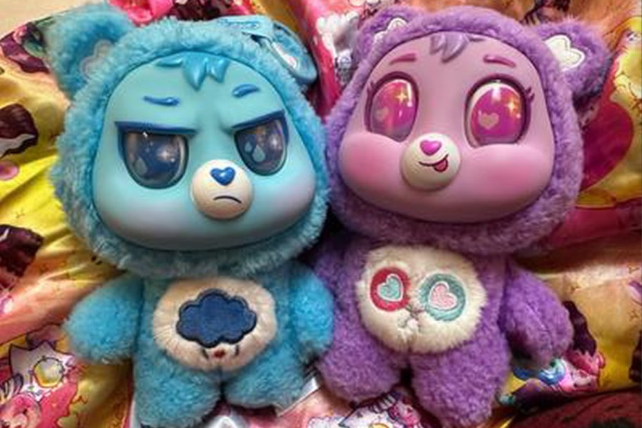 purple and blue plush bear bag charms
