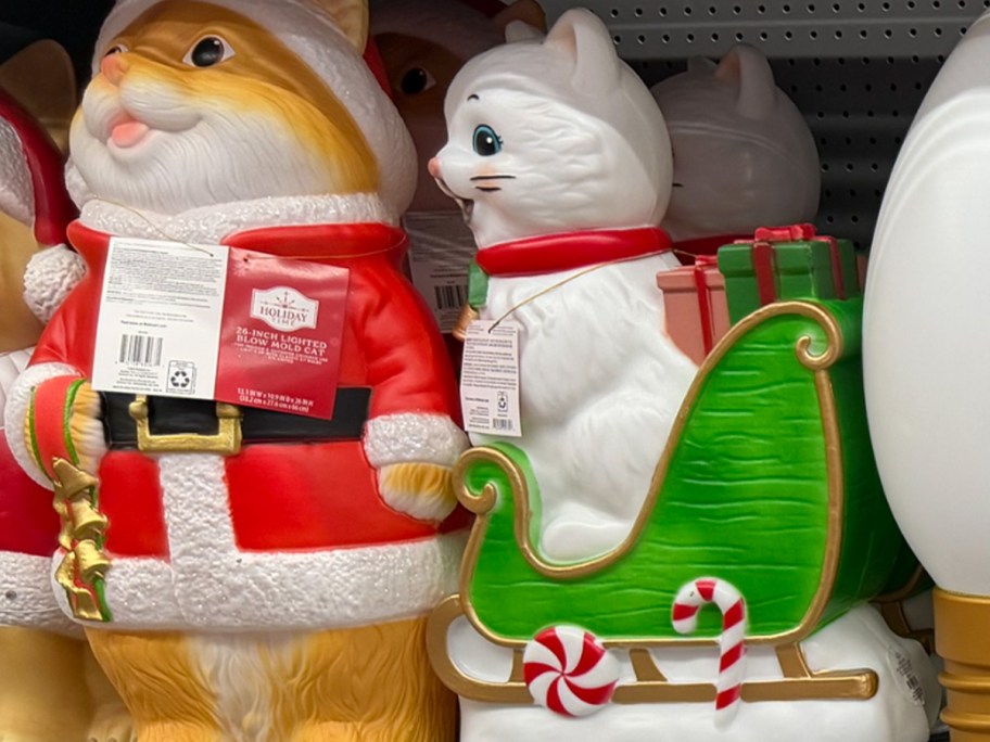 orange and white cat blow molds 