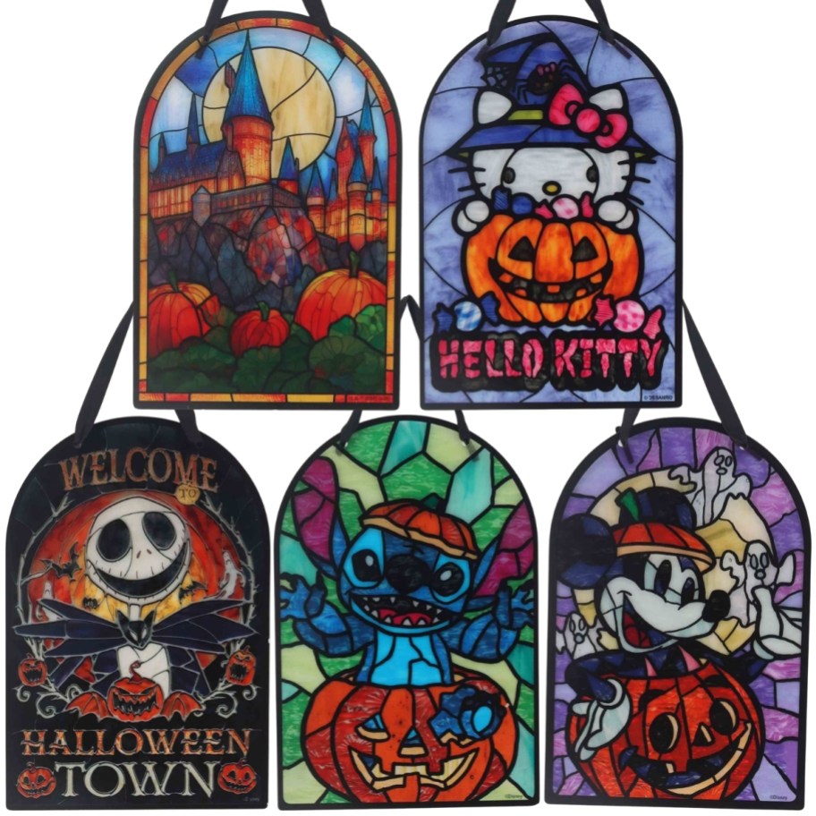character halloween stained glass style decor